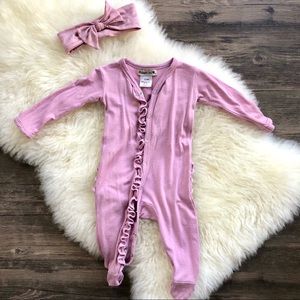Baby girl footie and headband set